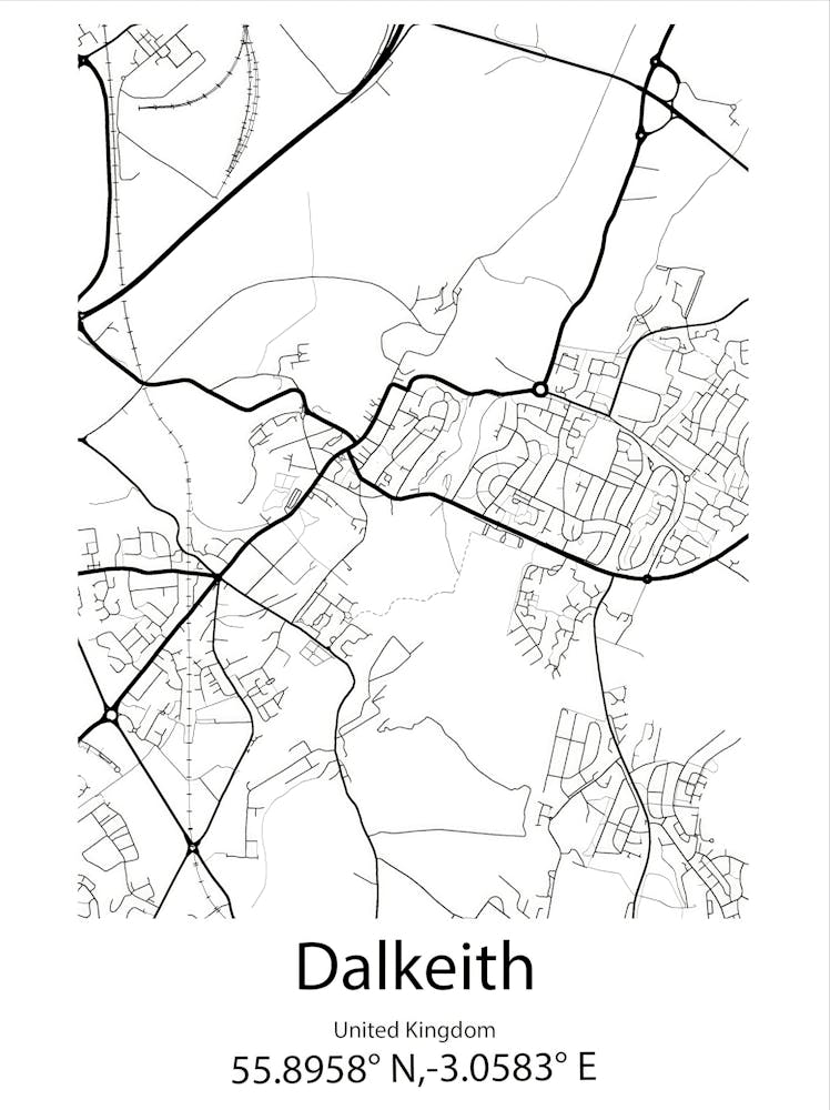 Dalkeith,United Kingdom Minimalist Map
