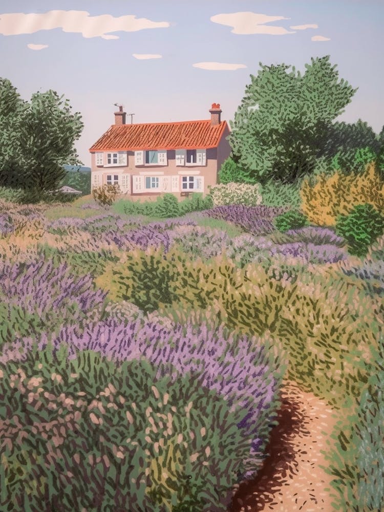 Lavender Fields Country Side Summer Landscape 1