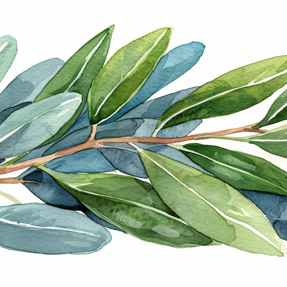 Olive Branch Watercolor Painting 2