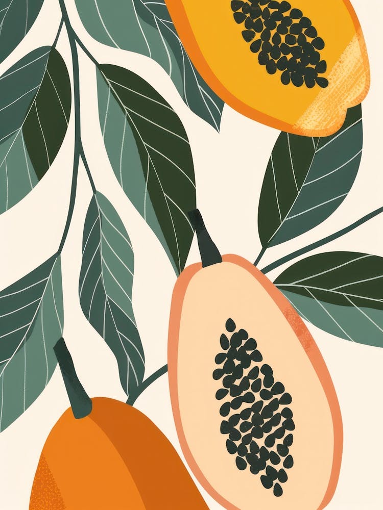 Papaya Close Up Illustration 3