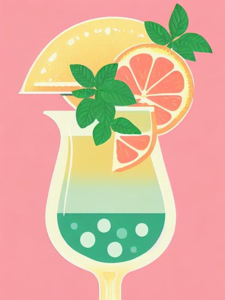 Key Lime Pie MCocktail Poster artini Retro Pink Cocktail Poster