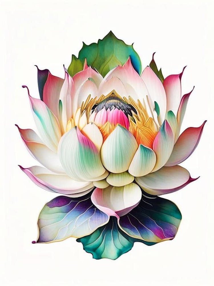 Lotus Flower, Buddhist Symbol Decoupage 3