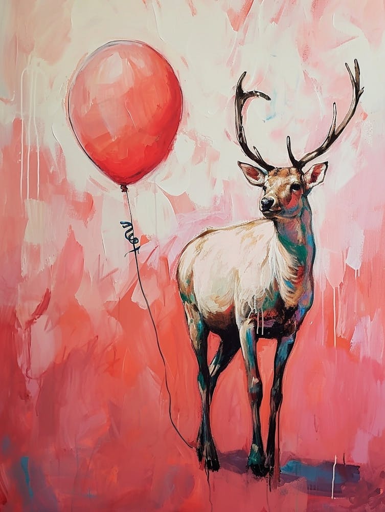 Cute Reindeer 1 With Balloon