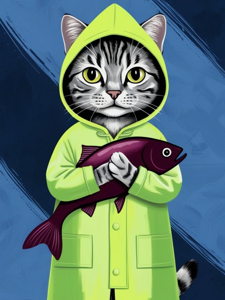 Cat In Raincoat 2