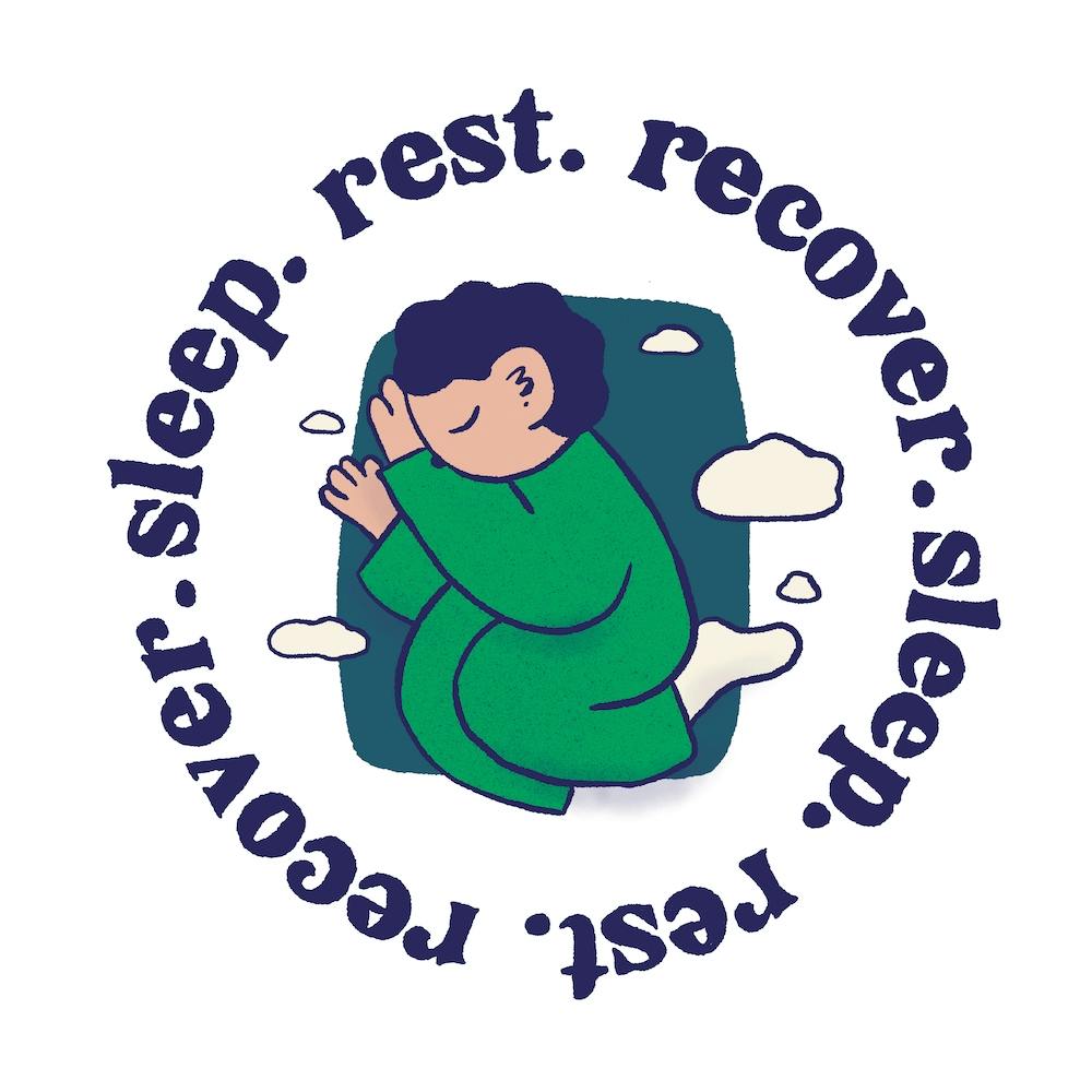 Sleep, rest recover: self care illustration