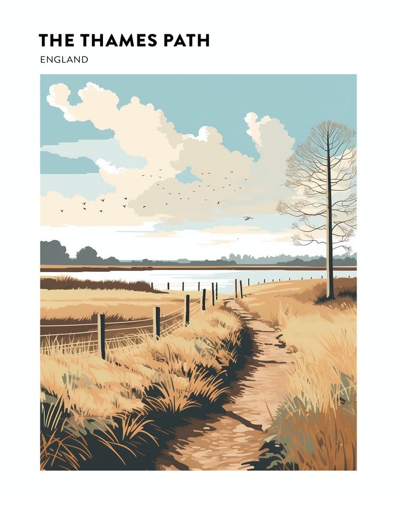 The Thames Path England 1 Hiking Trail Landscape Poster