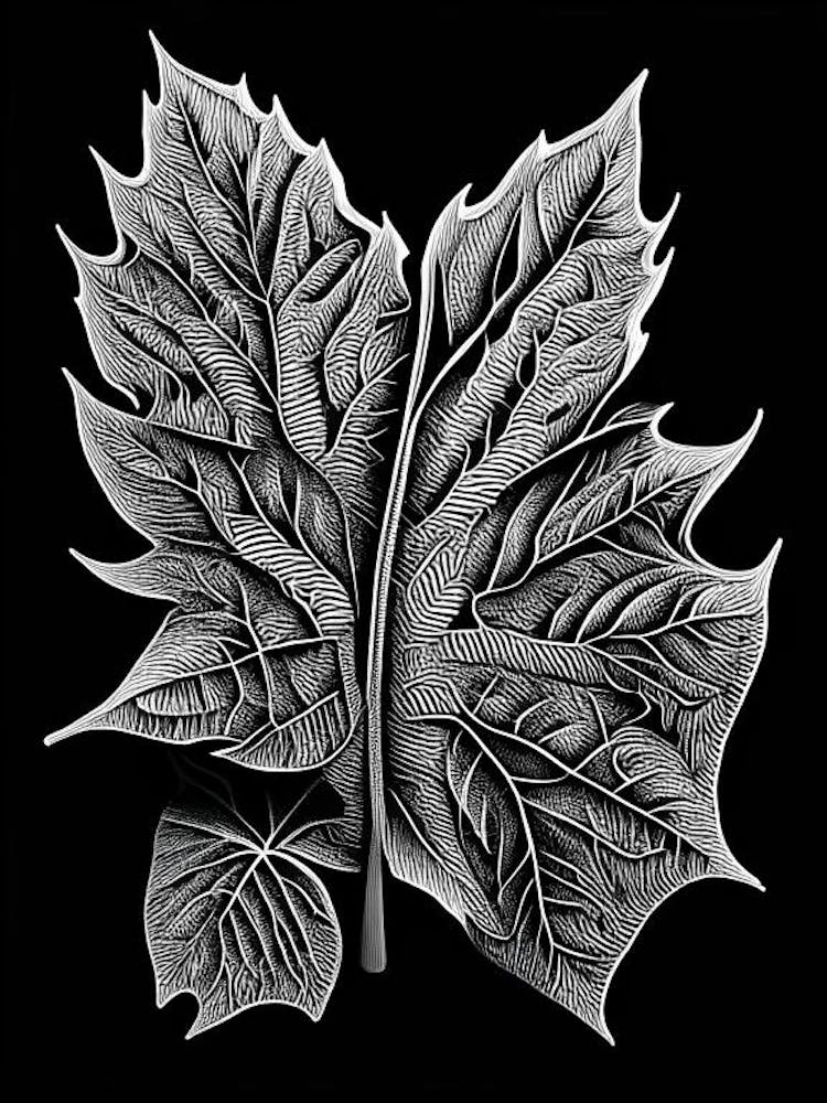 Pignut Hickory Leaf Linocut