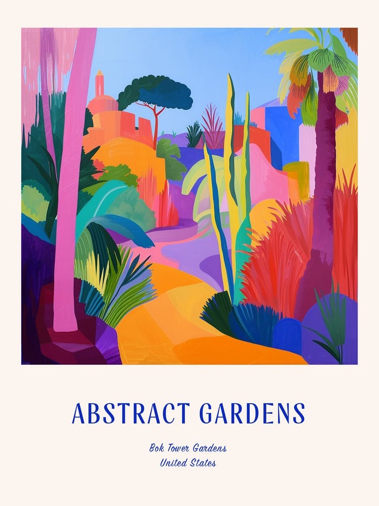 Colourful Gardens Bok Tower Gardens Usa 1 Blue Poster