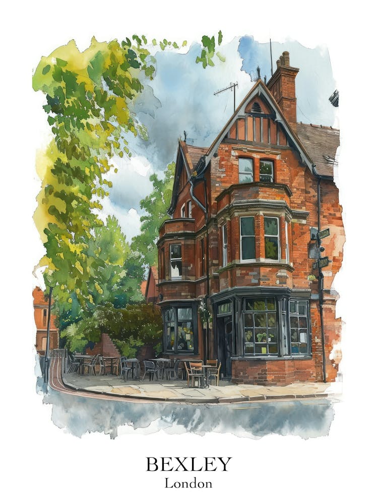 Bexley London Borough   Street Watercolour 4 Poster
