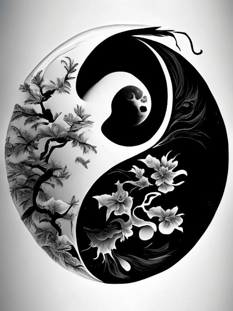 Black And White Yin and Yang Illustration