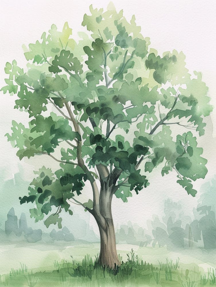 Paulownia Tree Atmospheric Watercolour Painting 7