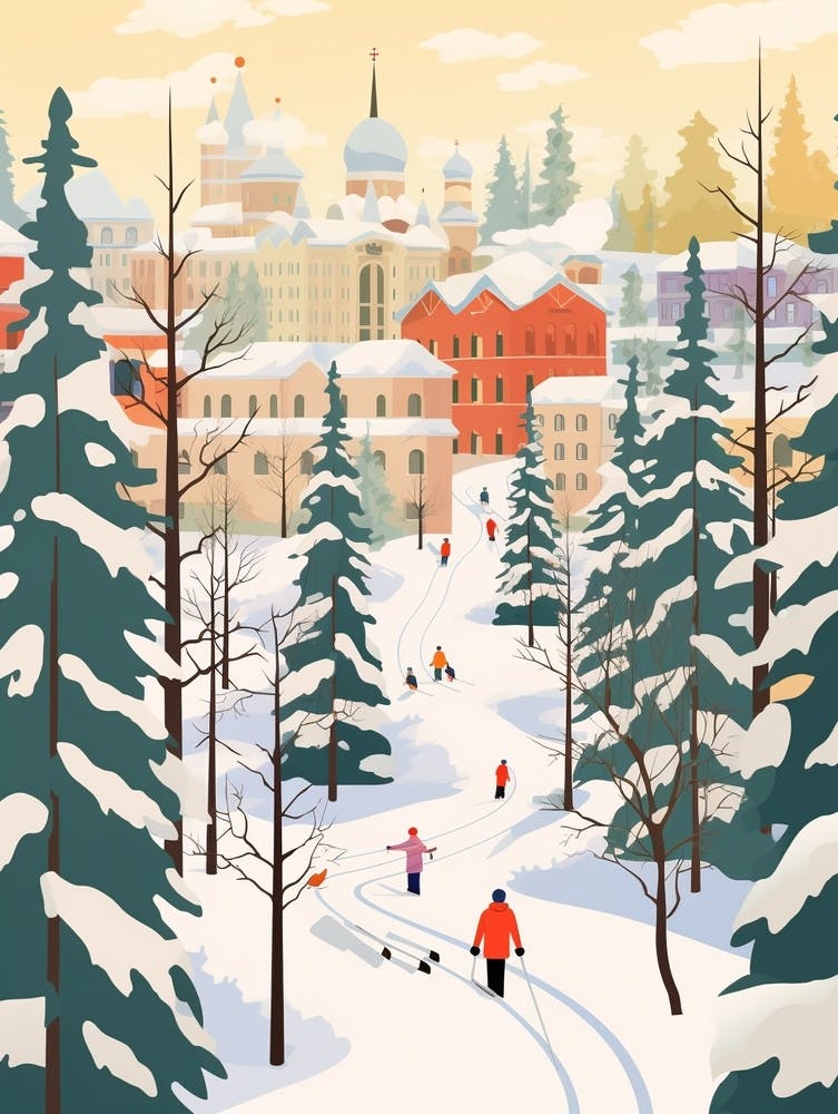 Retro Winter Illustration Moscow Russia 2