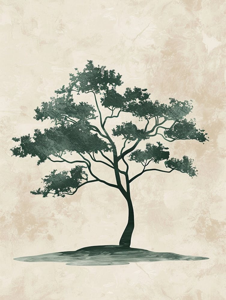 Teak Tree Minimal Japandi Illustration 1