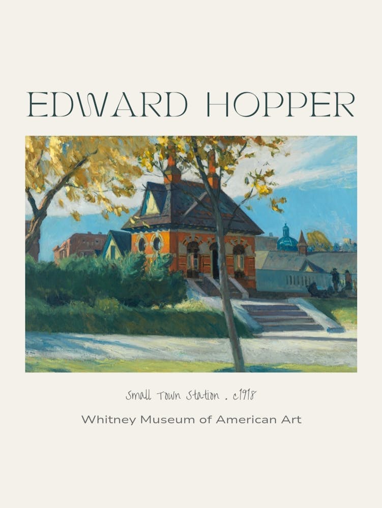 Small Town Station by Edward Hopper c1918 | HD Remastered Oil Painting | Labelled Whitney Museum of American Art