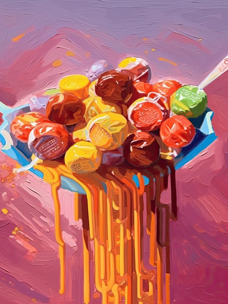Meatballs Pasta Spaguetti Oil Painting 2