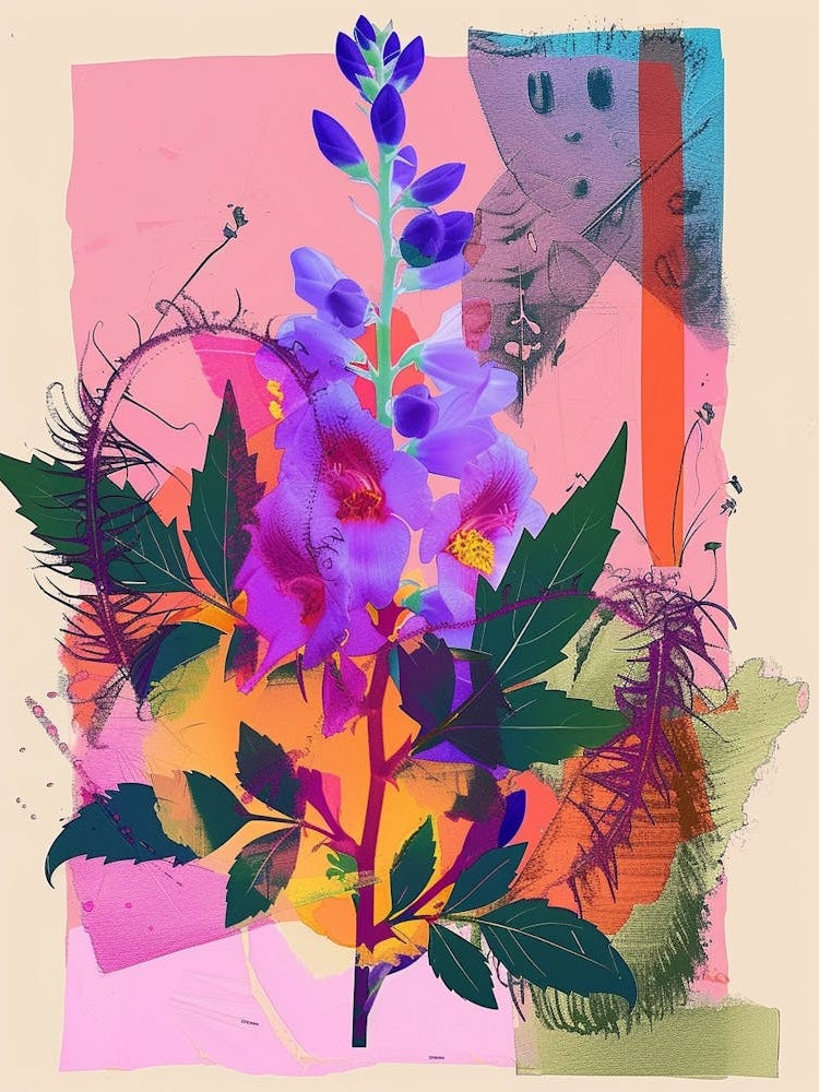 Delphinium 1 Neon Flower Collage