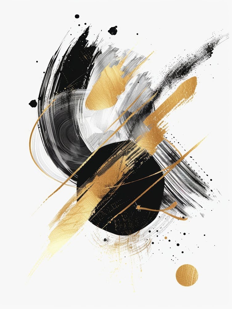 Abstract Black And Gold Painting 60