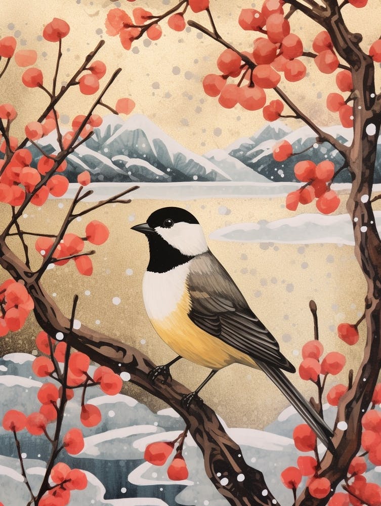 Vogel-Illustration Carolina Chickadee 2