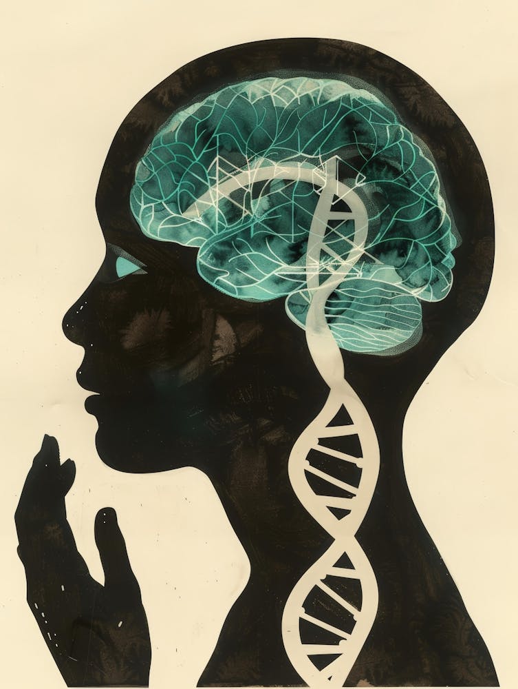 Silhouette Of A Woman With Dna