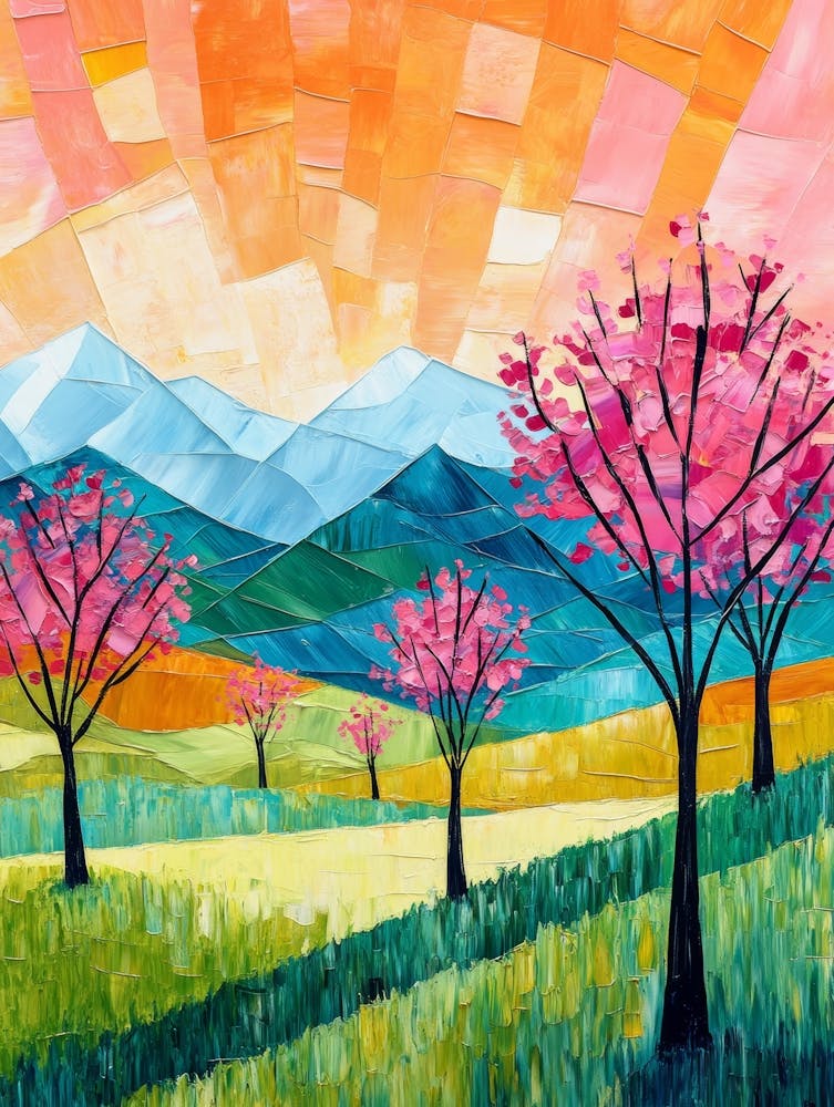 Pink Trees In The Mountains