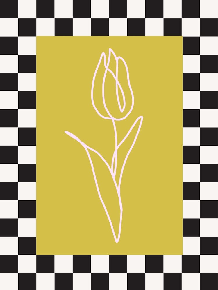 Modern Checkered Flower Poster  7