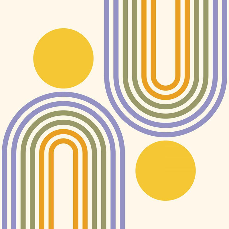 Mid Century Modern Geometric Rainbow And Sun Abstract A9 In Tropical Sage Gold Blue 02