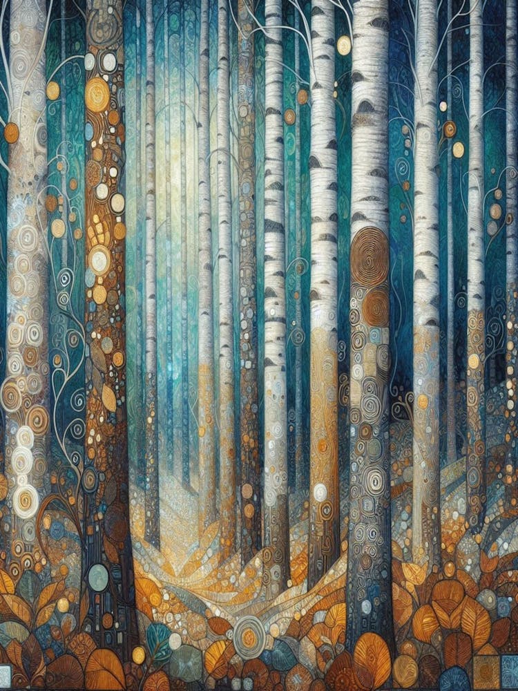 gusta klimt Birch Forest