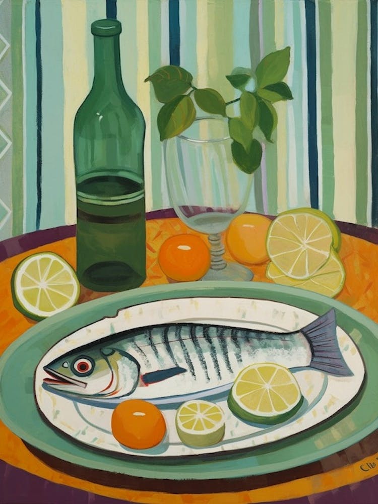 Cod Italian Still Life Painting
