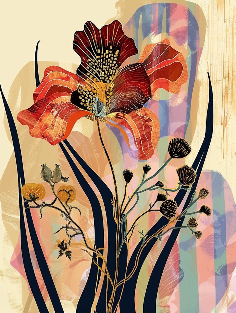 Colourful Flower Illustration Flax Flower 3