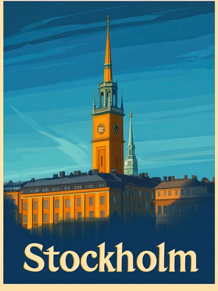 Aihrgdesign A Retro Travel Poster For Stockholm Featuring The 933fe8e1 6bbf 4369 Bd44 9f4a3cc458b8 3