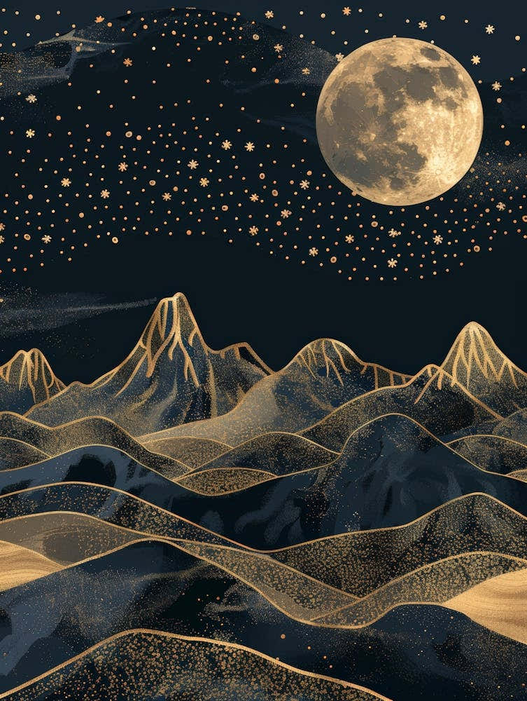 Moon And Stars In The Sky