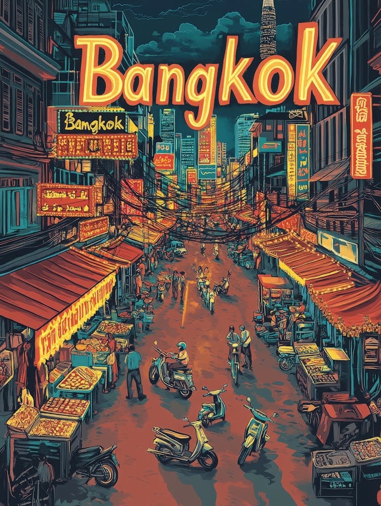 Aihrgdesign A 1970s Inspired Travel Poster For Bangkok 4