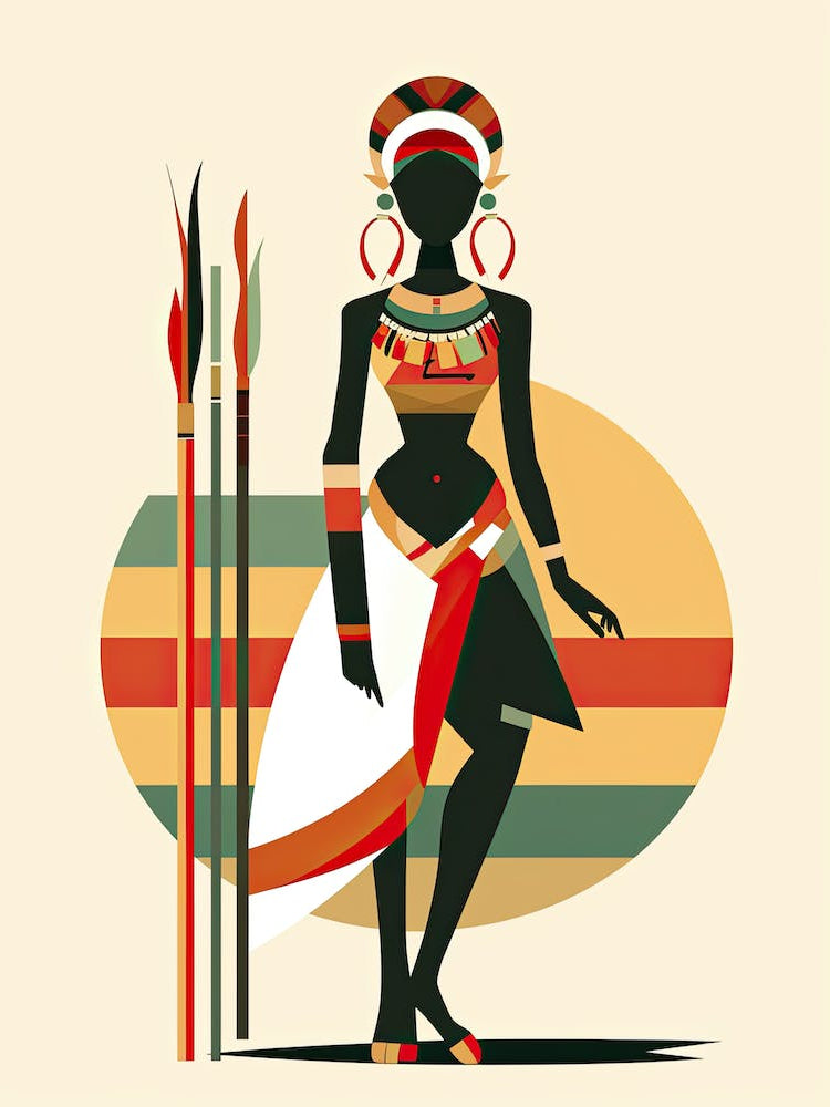 African Tribal Woman: Minimalist Aura