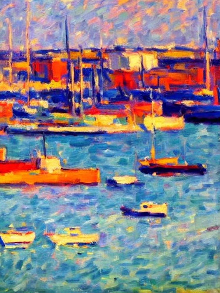 Port Of Long Beach United States Brushwork Painting harbour