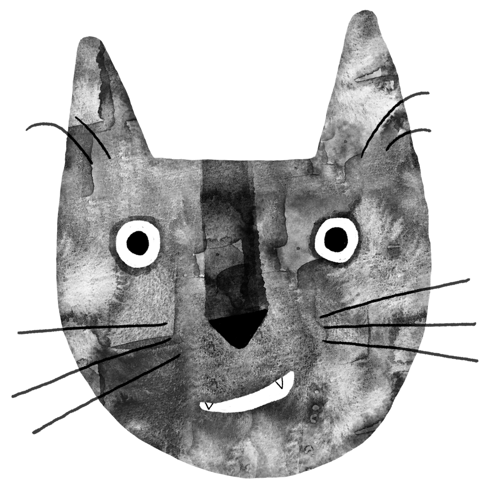 Happy Black Cat Watercolor