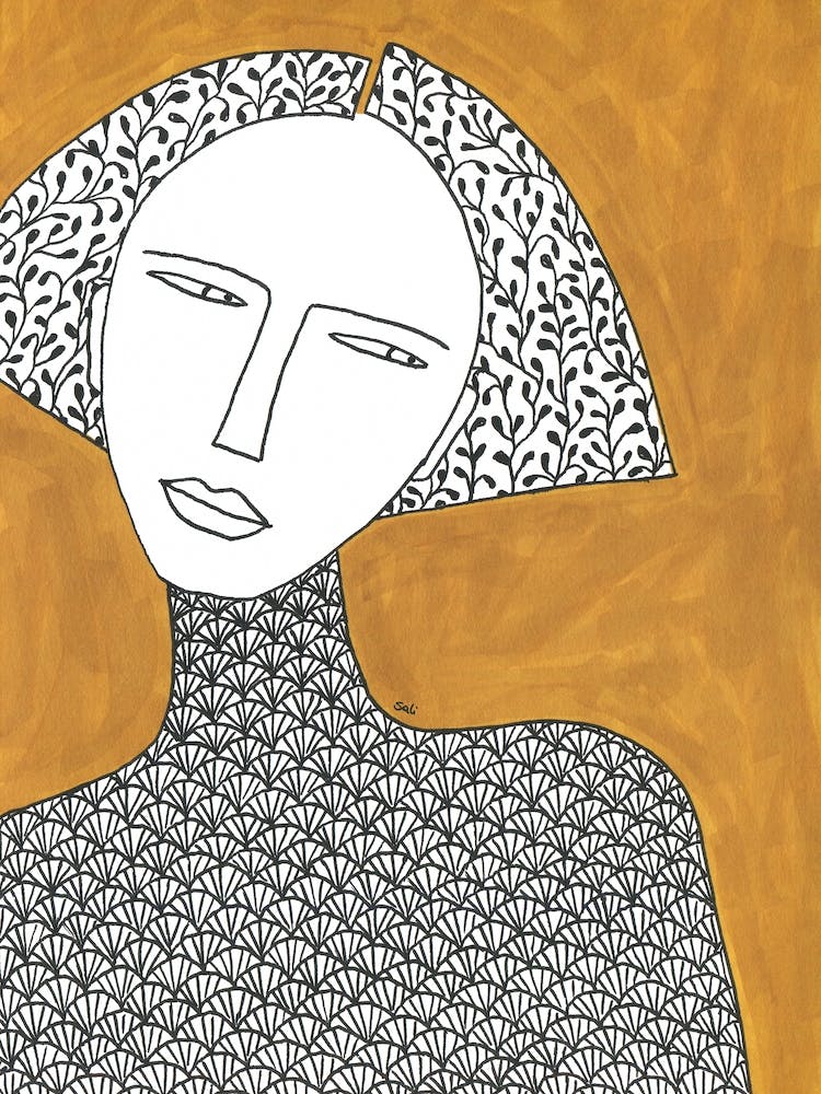 Illustration de Femme à Motif Jaune
