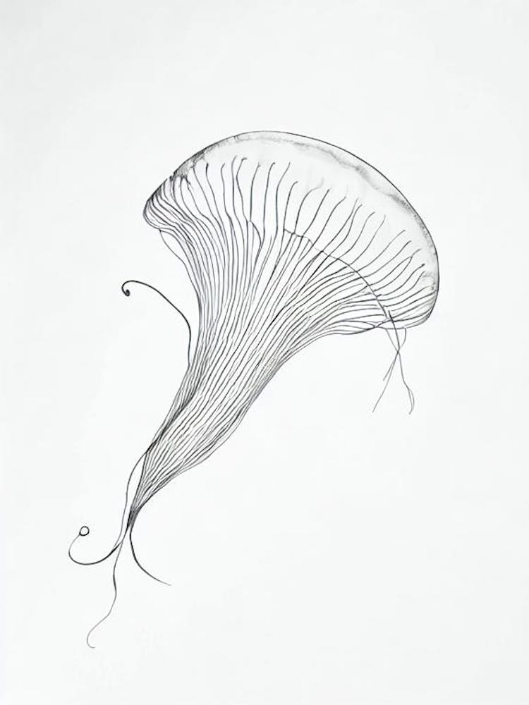 Méduse - Dessin en noir et blanc