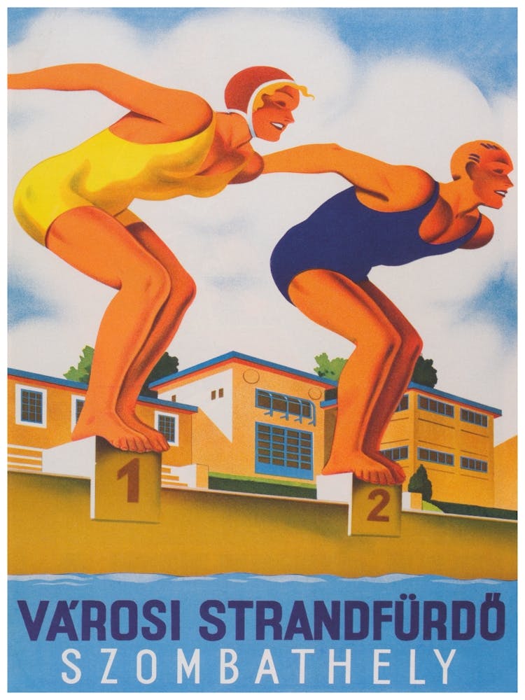 Swimming Race Vintage Poster