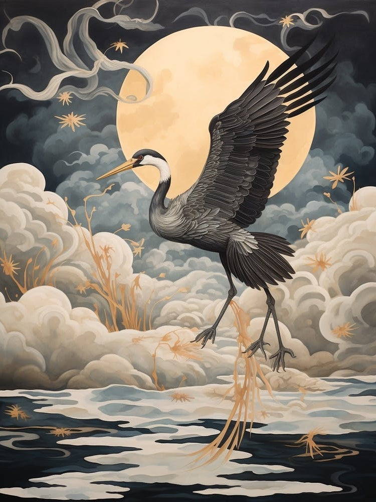 Crane 5 Gold Detail Painting