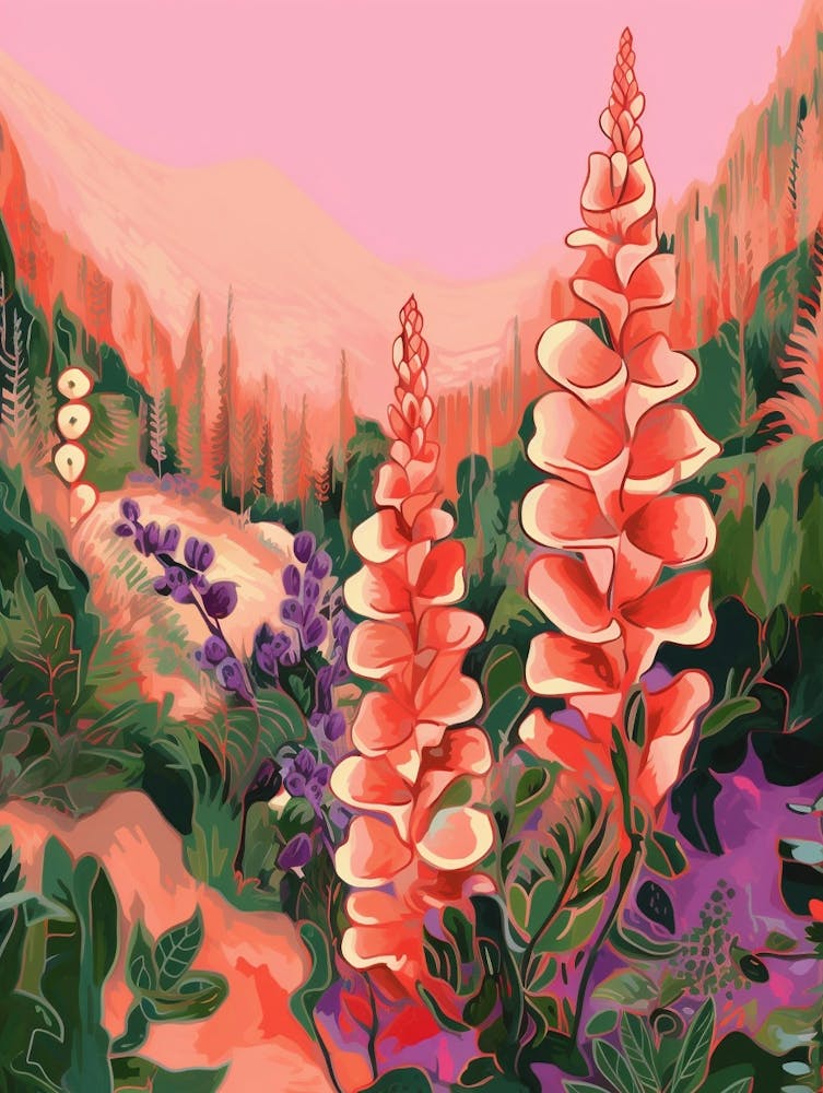 Boho Wildflower Painting Foxglove 1