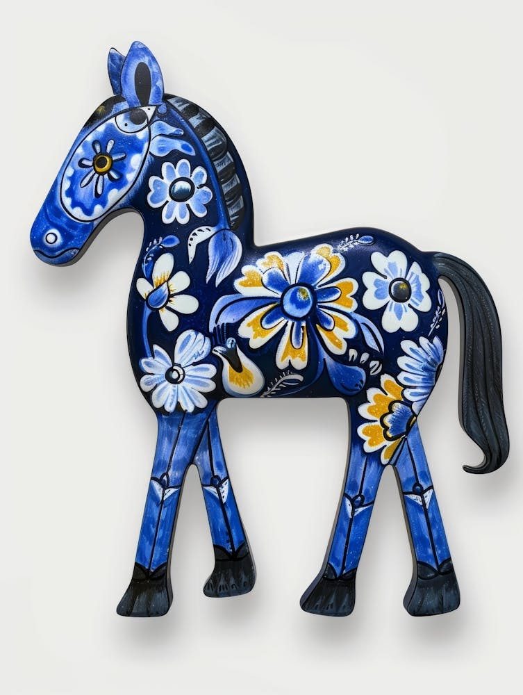 Blue And Yellow Horse