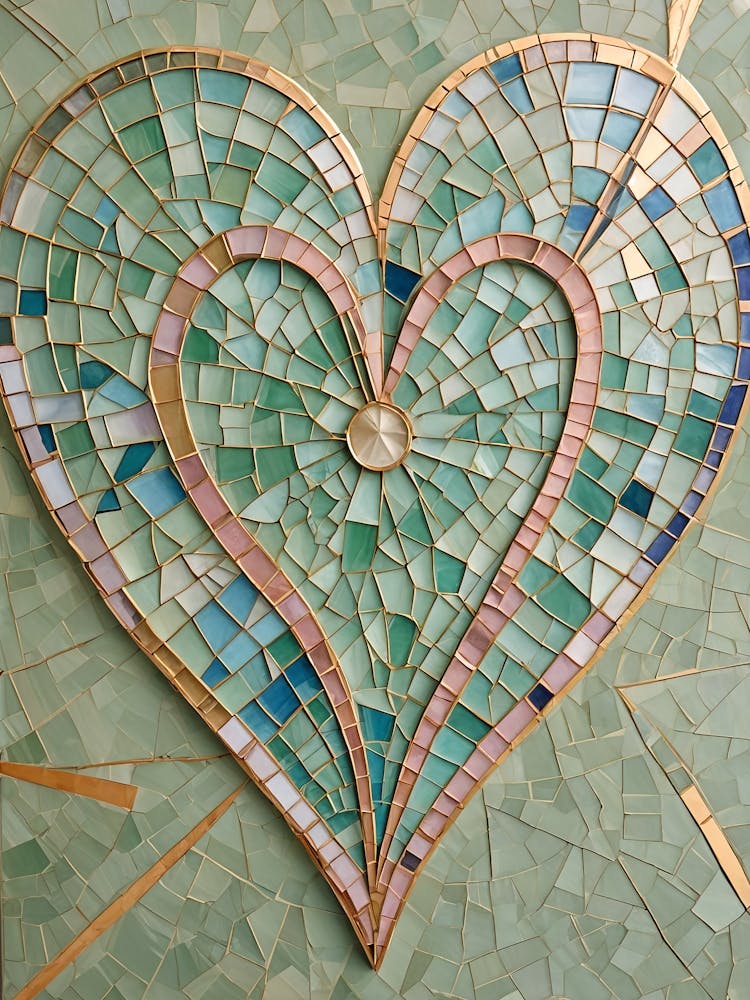 Blue Mosaic Heart