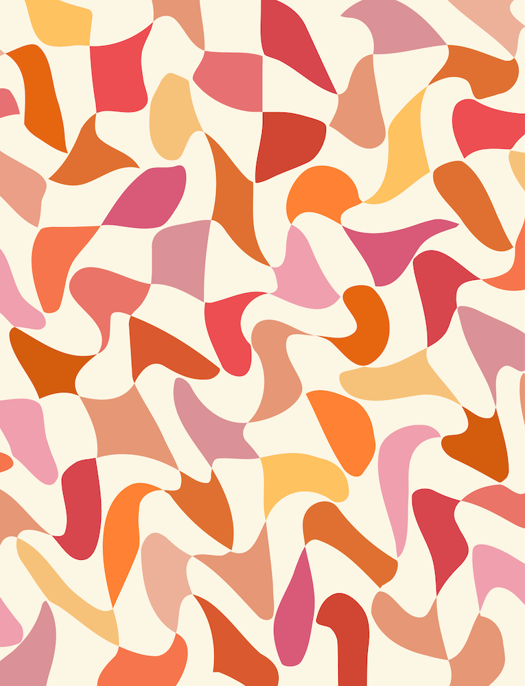 Carreaux Ondulés Déformés Orange, Pêche et Rose