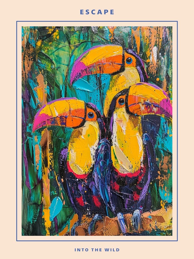 Colourful Toucan Brushstrokes 4 Poster