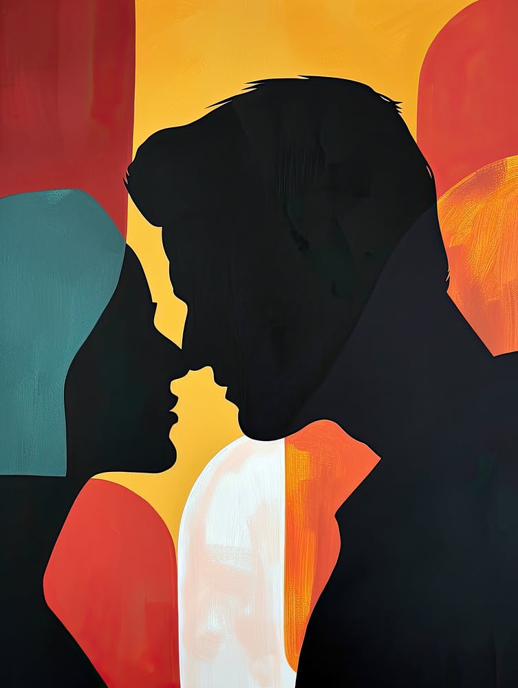 Couple Kissing, Minimalism, Abstract Valentine's Day