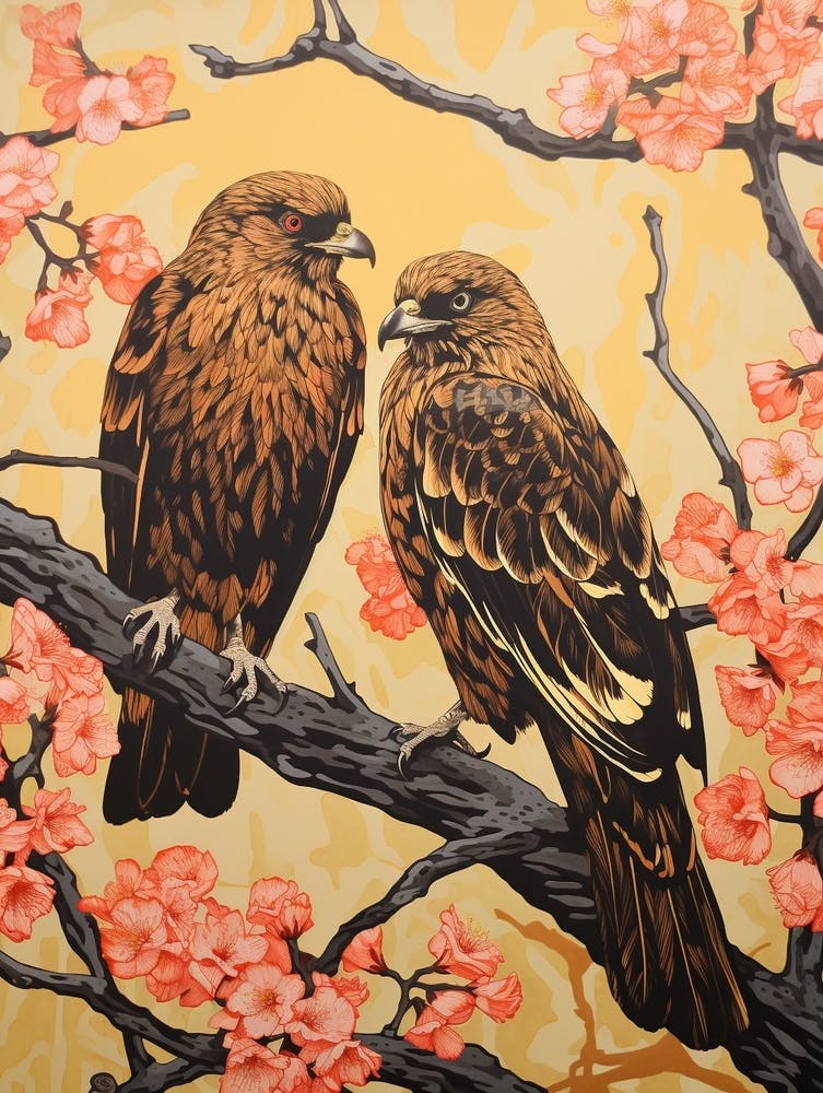 Art Nouveau Birds Poster Golden Eagle 1