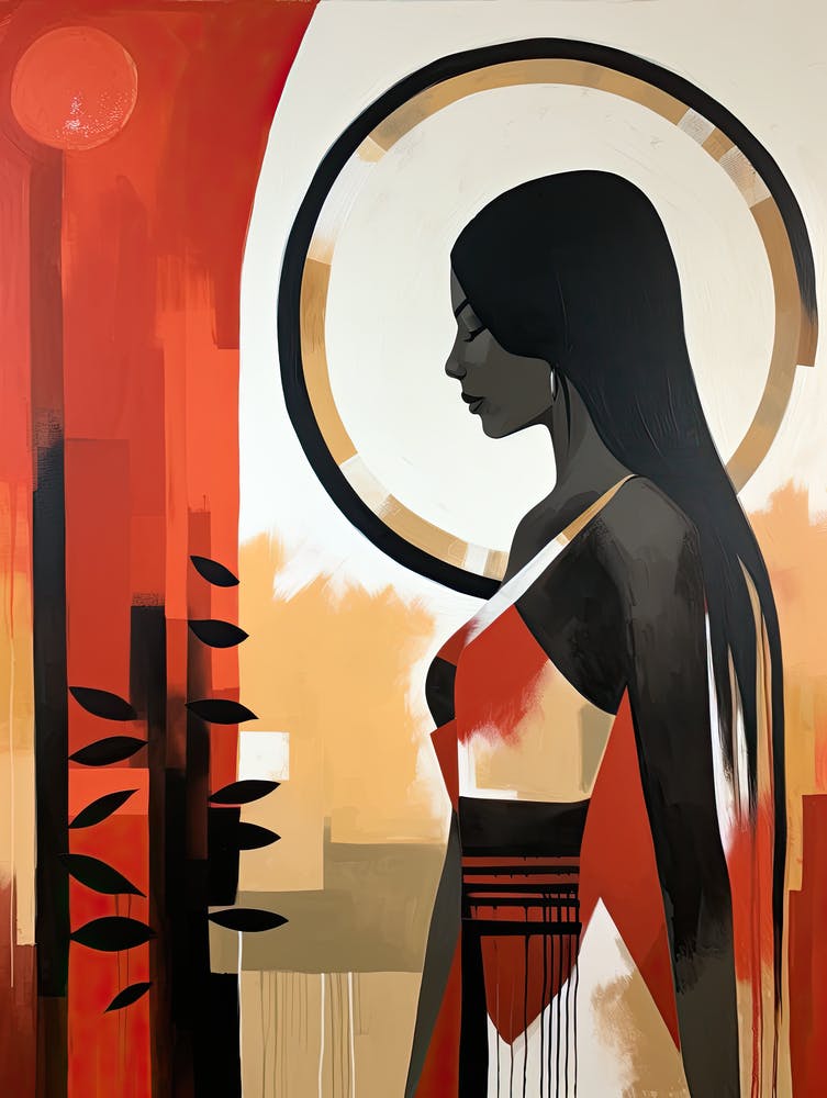 Woman In Red Dress | | Boho print
