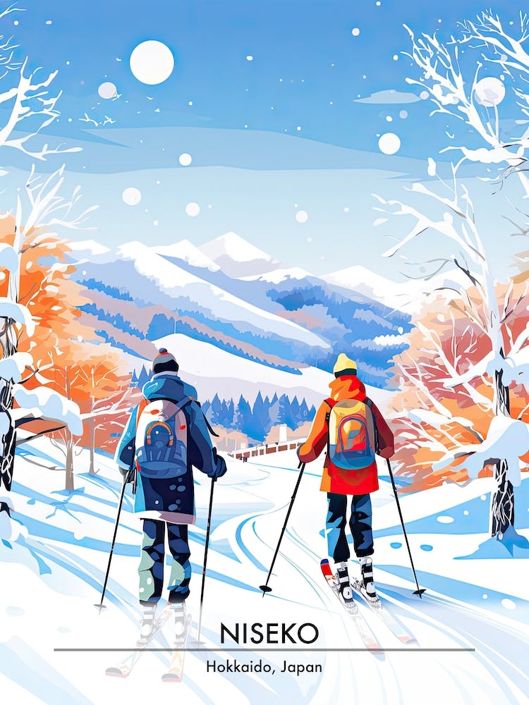 Niseko   Hokkaido Japan, Ski Resort Poster Illustration 0