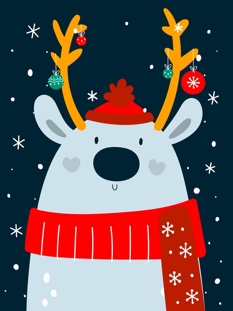 Christmas Bear with Reindeer Antlers