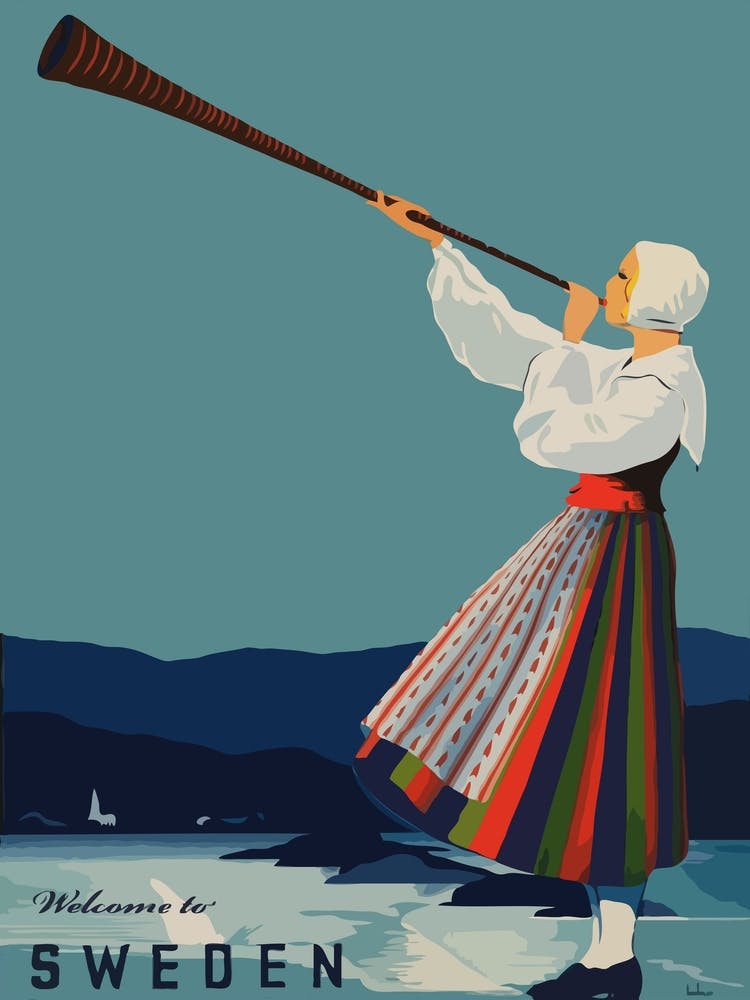 Sweden, Woman With Alp Horn